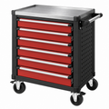 Carro de herramientas 77 x 46 x 97 cm de acero rojo y negro con 7 cajones y ruedas