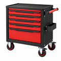 Carro de herramientas 77 x 46 x 95 cm de acero rojo y negro con 5 cajones y ruedas