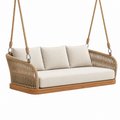 Sofá colgante 160 x 75 x 65 cm de cuerda y madera beige para exterior estilo natural
