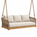 Sofá colgante 180 x 75 x 65 cm de madera y cuerda beige para terraza estilo bohemio