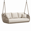 Sofá colgante 180 x 75 x 70 cm de cuerda beige para exterior cubierto estilo bohemio
