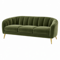 Sofá de 3 plazas 210 x 86 x 78 cm de terciopelo verde oliva estilo retro