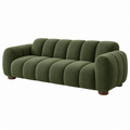 Sofá de 3 plazas 220 cm en tejido bouclé verde con patas de madera - estilo curvo