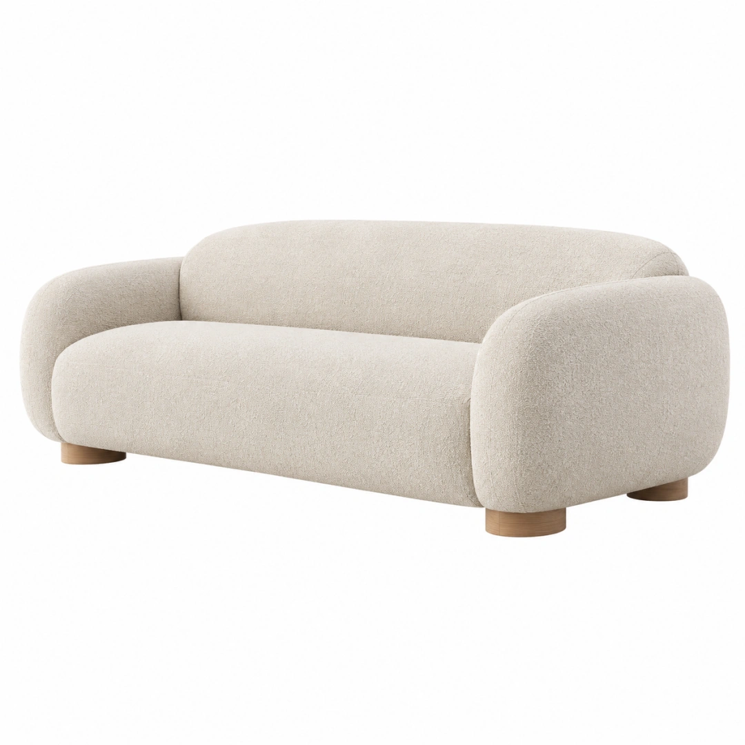 Sofá de 2 plazas 170 cm tapizado en bouclé beige - estilo curvo
