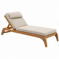 Tumbona de 200 x 70 x 88 cm de madera y tela beige con respaldo reclinable