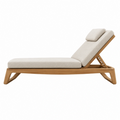 Tumbona reclinable 200 x 70 x 85 cm de madera y tejido beige para exterior cubierto