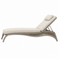 Tumbona 200 x 70 x 85 cm de metal y cuerda beige para exterior con respaldo reclinable
