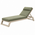 Tumbona de jardín 195 x 68 x 88 cm de plástico beige con cojines verdes y respaldo reclinable